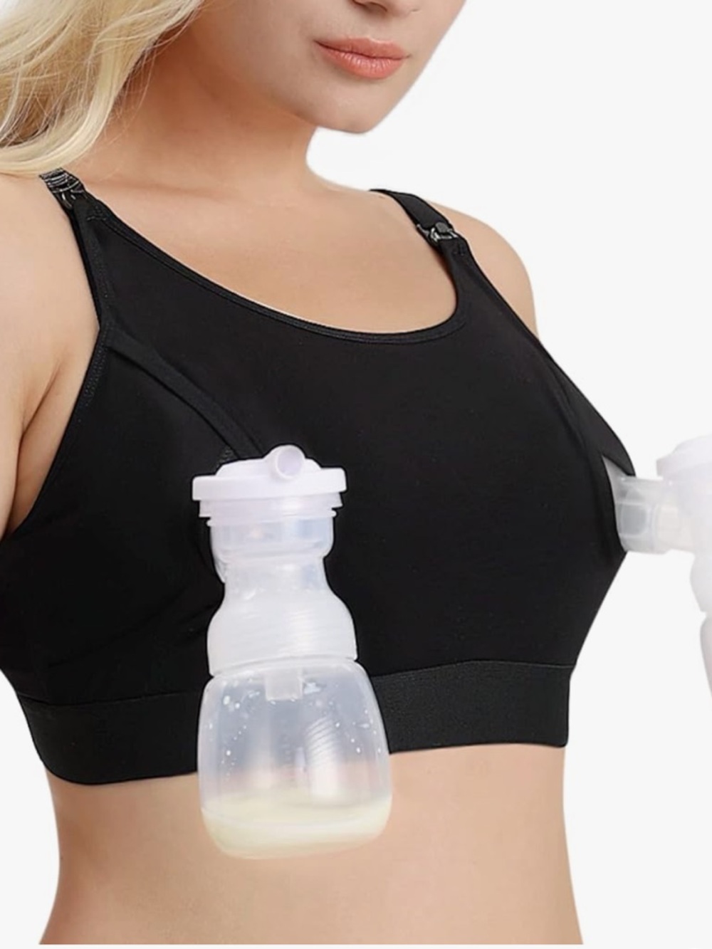 Mom cozy Hands-Free Adjustable Black Pumping and nursing Bra size Large NWT